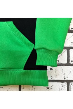 Black light Green Hoodie Мужская толстовка худи классическая двухцветная: черный-светло зеленый 320гр/м.кв Black light Green Hoodie Мужская толстовка худи классическая двухцветная: черный-светло зеленый 320гр/м.кв