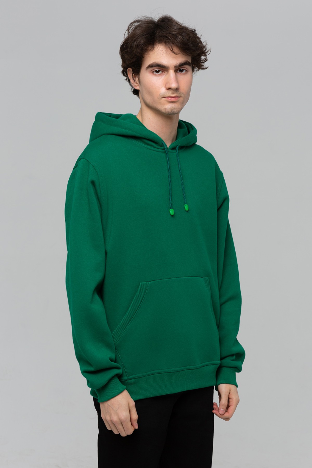 Dark Green leaf Hoodie Man Classic Мужская лиственно-зеленая толстовка худи классическая 320гр/м.кв — фото 2