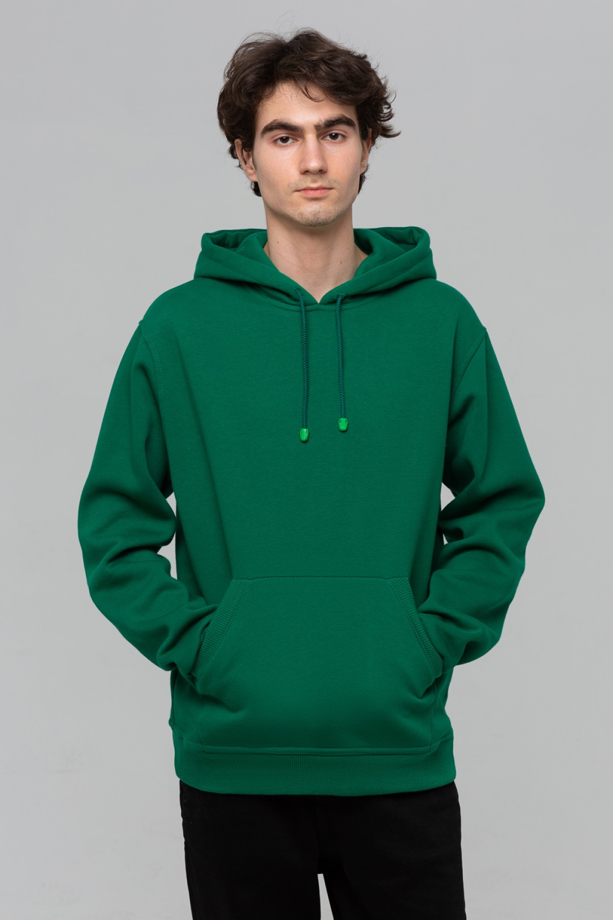 Dark Green leaf Hoodie Man Classic Мужская лиственно-зеленая толстовка худи классическая 320гр/м.кв — фото 3