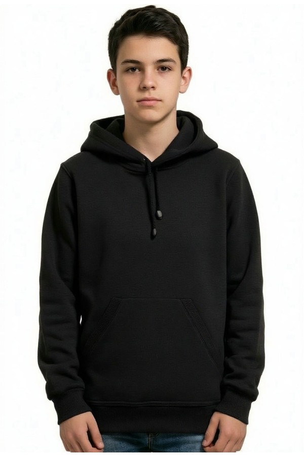  Black Hoodie teenage Classic    Подростковая черная толстовка худи классическая 320гр/м.кв 
