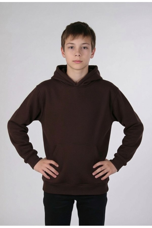 Подростковая коричневая толстовка худи классическая 320гр/м.кв Brown Hoodie teenage Classic Подростковая коричневая толстовка худи классическая 320гр/м.кв