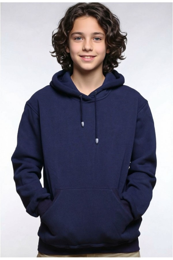  Dark blue Hoodie teenage Classic    Подростковая темно-синяя толстовка худи классическая 320гр/м.кв 