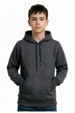  Dark Grey Hoodie teenage Classic XS-36-38-Teenage-(Подростковый)    Подростковая темно-серая меланж (антрацит) толстовка худи классическая 320гр/м.кв 