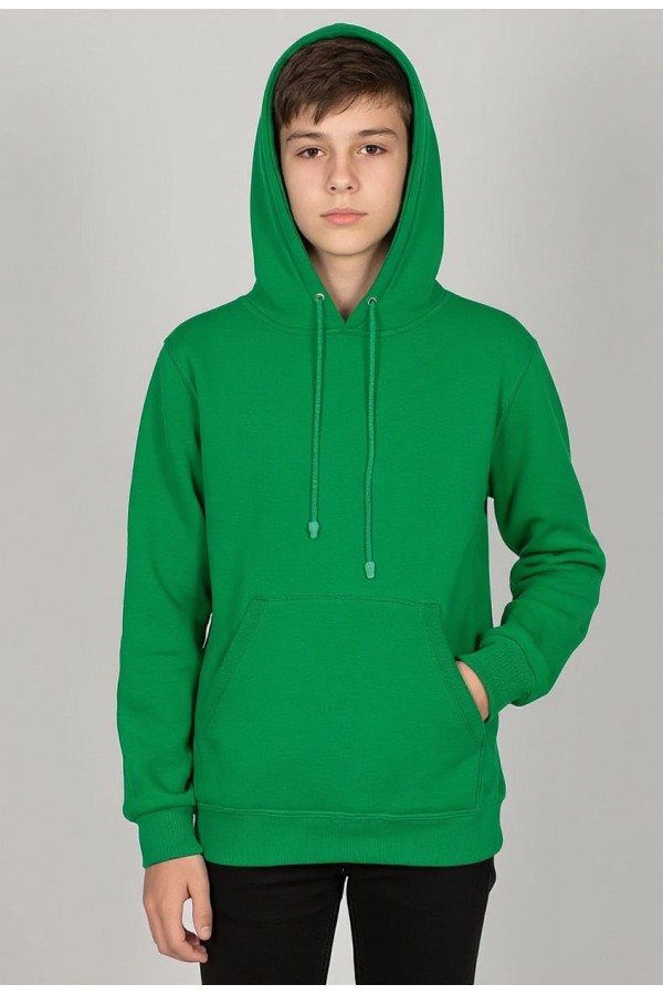  Green Hoodie teenage Classic    Подростковая зеленая толстовка худи классическая 320гр/м.кв 