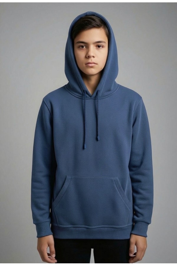  Indigo Hoodie teenage Classic S-38-40-Teenage-(Подростковый)    Подростковая толстовка цвет индиго худи классическая 320гр/м.кв 