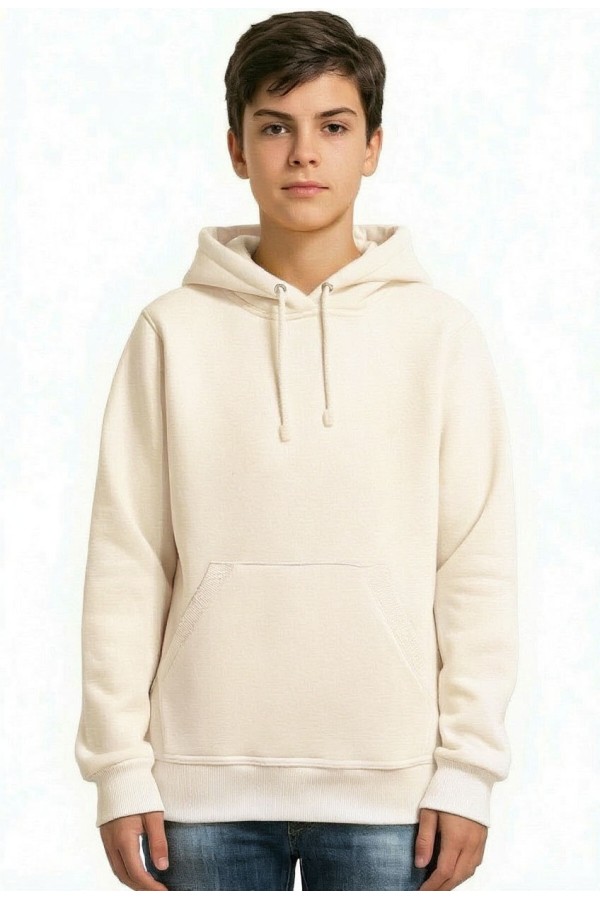 Подростковая молочная толстовка худи классическая 320гр/м.кв Ecru Hoodie teenage Classic Подростковая молочная толстовка худи классическая 320гр/м.кв