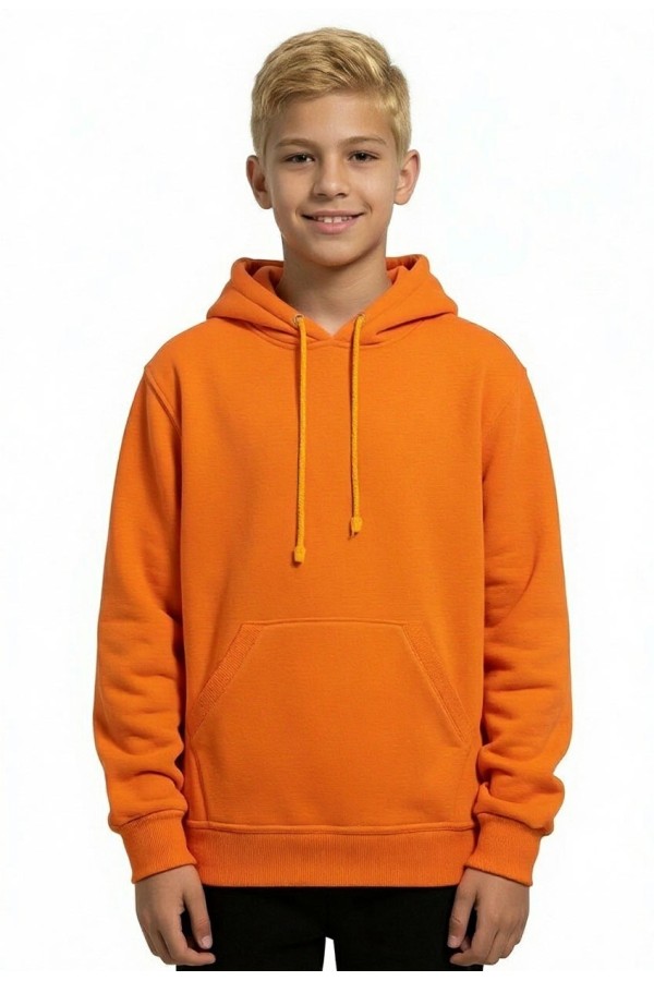  Orange Hoodie teenage Classic    Подростковая оранжевая толстовка худи классическая 320гр/м.кв 
