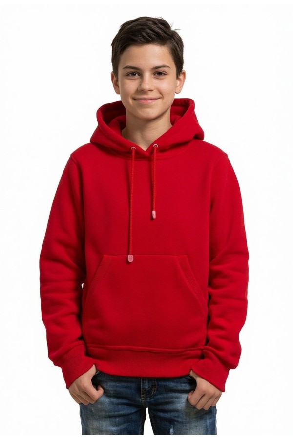  Red Hoodie teenage Classic    Подростковая красная толстовка худи классическая 320гр/м.кв 