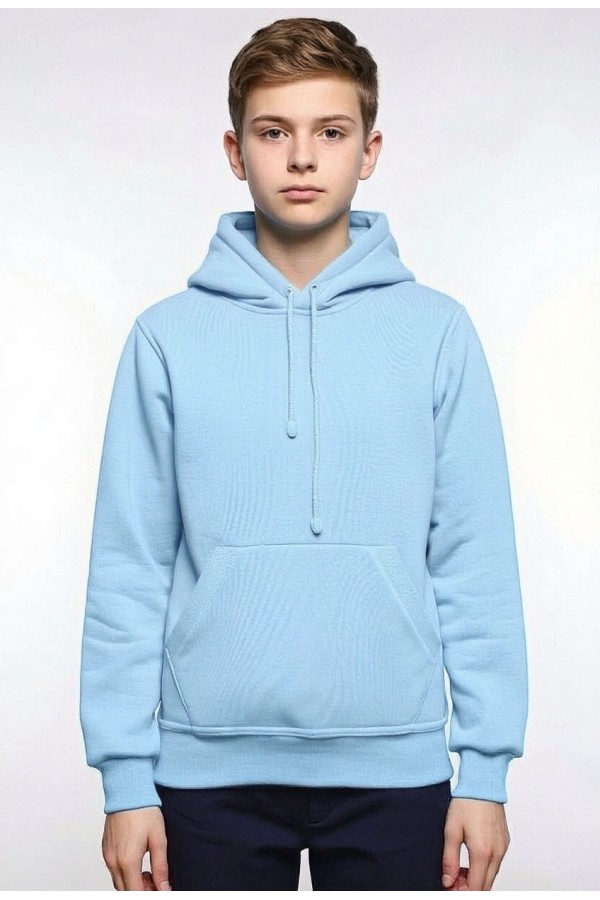  Sky blue Hoodie teenage Classic    Подростковая голубая толстовка худи классическая 320гр/м.кв 