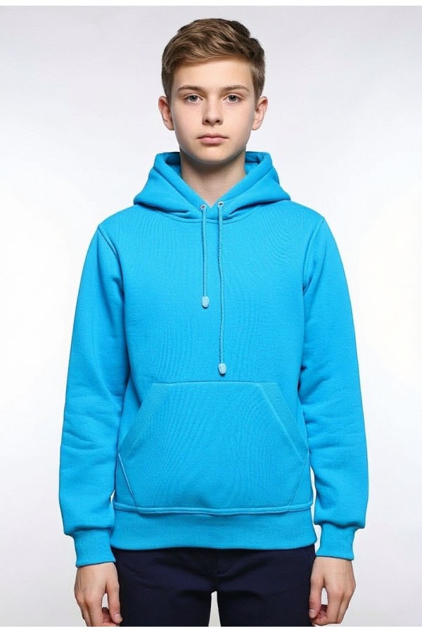  Turquoise Hoodie teenage Classic    Подростковая толстовка худи бирюзовая классическая 320гр/м.кв 