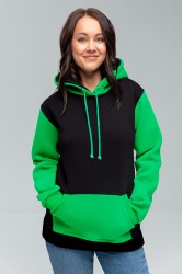 Black-light Green Hoodie Женская толстовка худи классическая черная с зеленым 320гр/м.кв 