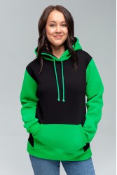 Black-light Green Hoodie Женская толстовка худи классическая черная с зеленым 320гр/м.кв 
