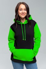  Neon-Green black Hoodie Teenager 2XL-48-50-Woman-(Женский)    Black-neon Green Hoodie Женская толстовка худи классическая черная с неоновым зеленым 320гр/м.кв  