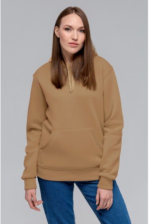 Женская толстовка худи цвет карамель (темный бежевый) классическая 320гр/м.кв