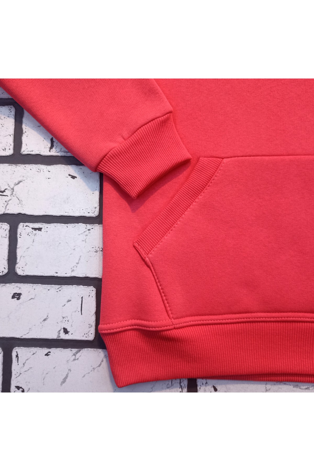 Coral Color Hoodie Woman Classic Женская коралловая толстовка худи классическая 320гр/м.кв — фото 8