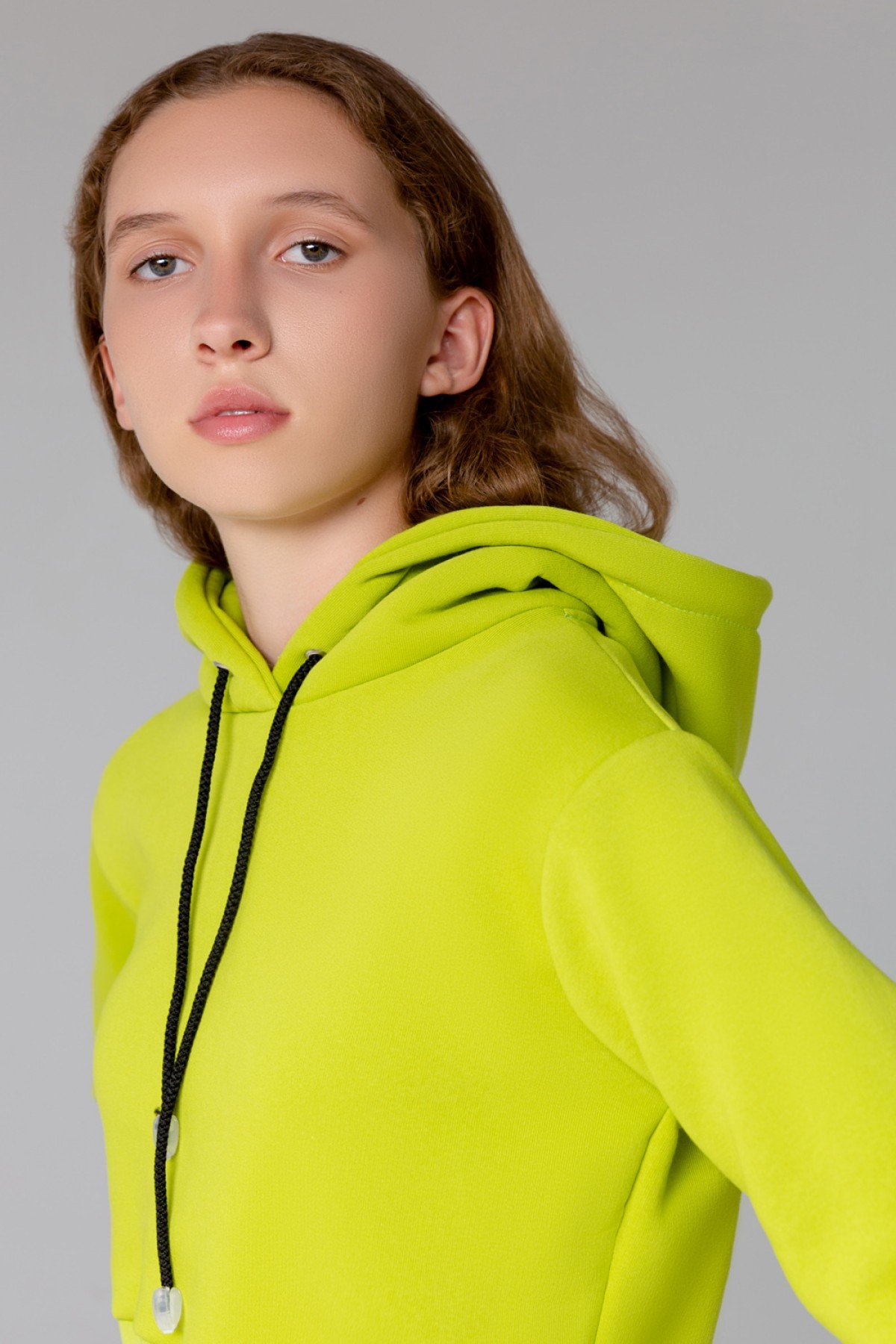 Женская салатовая укороченная кроп толстовка Crop-Top-Hoodie Lime — фото 4