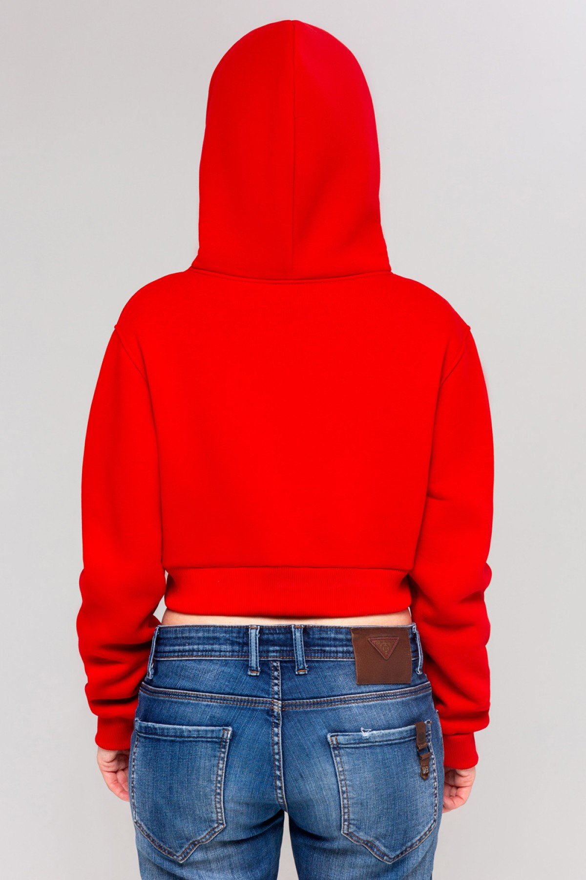 Женская красная укороченная кроп толстовка Crop-Top-Hoodie Red — фото 5
