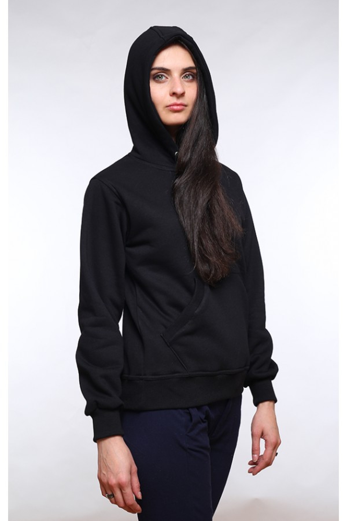 Black Hoodie Woman Classic Женская черная толстовка худи классическая 320гр/м.кв — фото 7