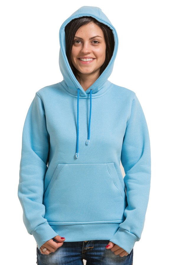 женская голубая худи с капюшоном женская голубая худи из футера