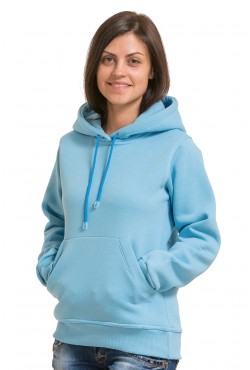 Sky Blue Hoodie Woman Classic Женская голубая толстовка худи классическая 320гр/м.кв 