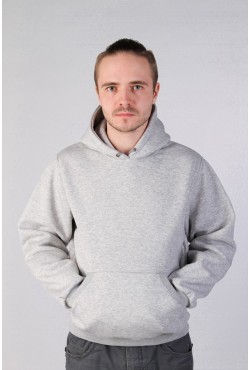 Grey Hoodie Man Classic Мужская серая толстовка худи классическая 320гр/м.кв (серый меланж)