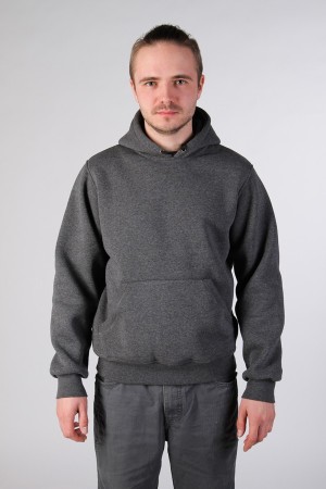 Dark Grey Hoodie Man Classic Мужская темно-серая толстовка худи классическая 320гр/м.кв (цвет антрацит)