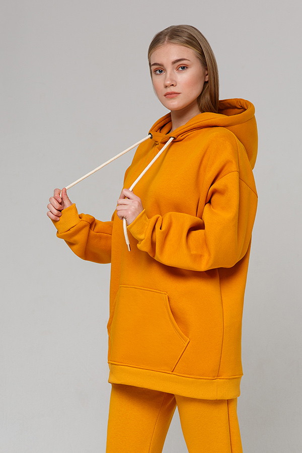  Mustard color hoodie OVERSIZE unisex XS-44-Unisex-(Женский)    Горчичное худи оверсайз женское 