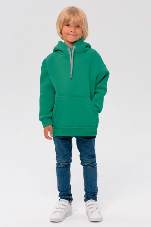 Детское худи оверсайз цвет аквамарин - толстовка для ребенка от 3х лет 340гр/м.кв