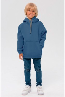 Детское худи оверсайз цвет Байкал (синий) - толстовка для ребенка от 3х лет 340гр/м.кв