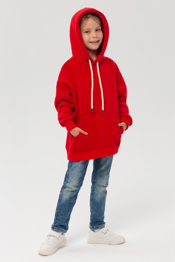  Kids hoodie OVERSIZE Red 7XS-24-Kids-(На_деток)    Детское худи Оверсайз Красный - толстовка для ребенка от 3х лет 340гр/м.кв 