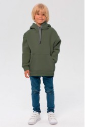 Детское худи оверсайз цвет болотный зеленый - толстовка для ребенка от 3х лет 340гр/м.кв