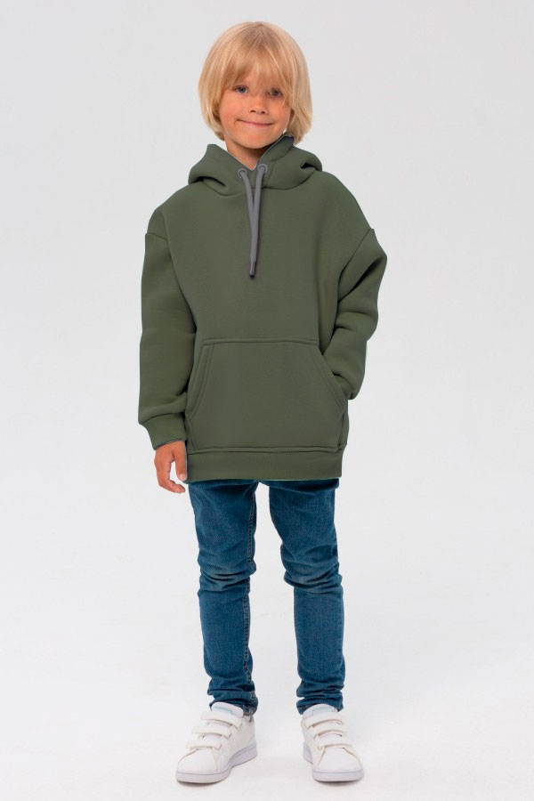  kids hoodie oversize riffle green 2XS-34-Kids-(На_деток)    Детское худи оверсайз цвет болотный зеленый - толстовка для ребенка от 3х лет 340гр/м.кв 