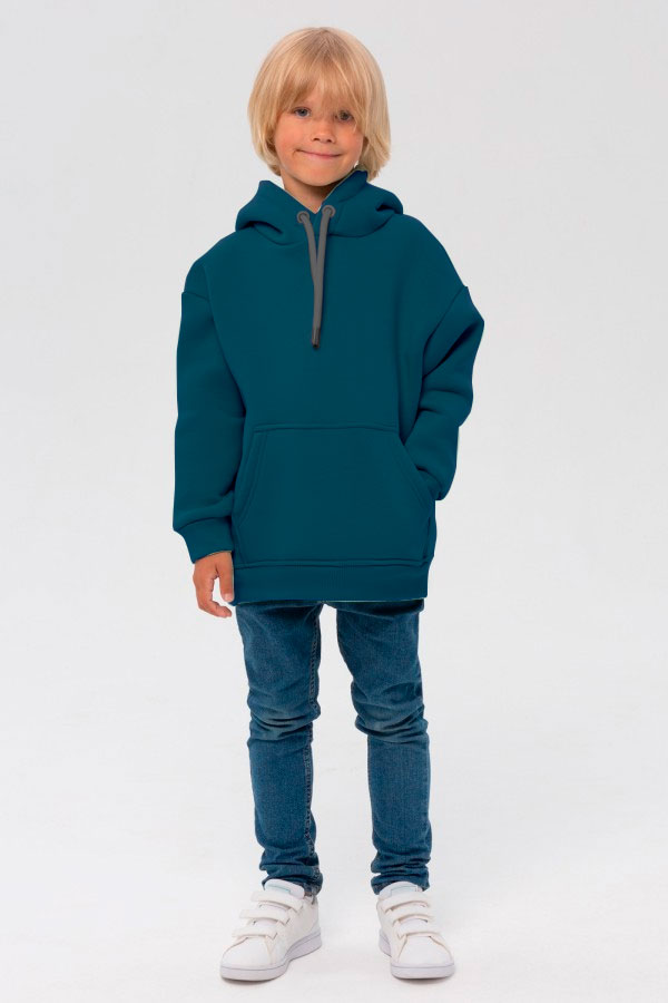  kids hoodie oversize sea depth 9XS-20-Kids-(На_деток)    Детское худи оверсайз цвет морская глубина - толстовка для ребенка от 3х лет 340гр/м.кв 
