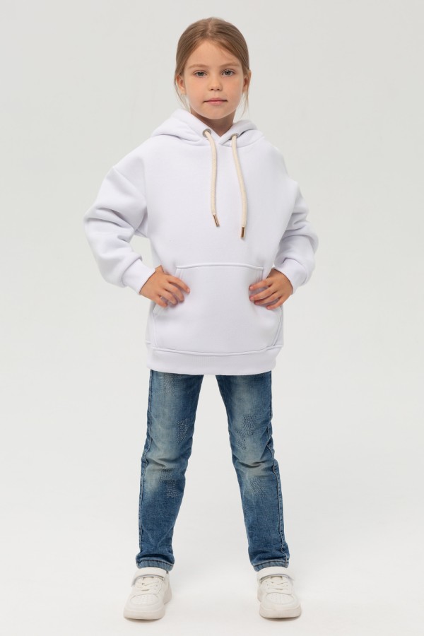  Kids hoodie OVERSIZE White 7XS-24-Kids-(На_деток)    Детское худи Оверсайз Белая - толстовка для ребенка от 3х лет 340гр/м.кв 