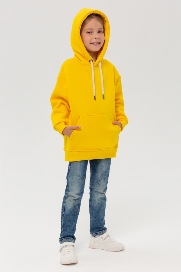 Детское худи Оверсайз желтая - толстовка для ребенка с 3х лет 340гр/м.кв   Магазин Толстовок Детский худи оверсайз | Фотографии на девочках