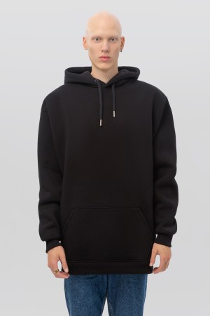 Худи черная оверсайз мужская утепленная