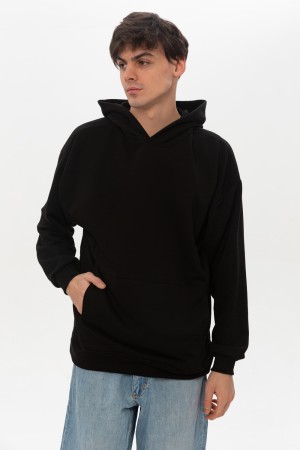 Оверсайз Худи мужское демисезонное без начеса цвет Черный