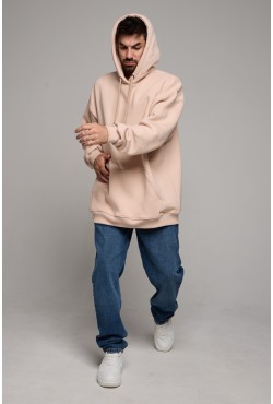 Худи Оверсайз кремовая Толстовка Мужская (унисекс)