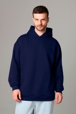  Hoodie OVERSIZE diagonal dark blue S-46-Unisex-(Мужской)    Оверсайз худи петельная без начеса темно-синяя унисекс (мужская) 