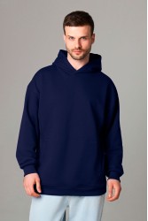 Оверсайз худи петельная без начеса темно-синяя унисекс (мужская)