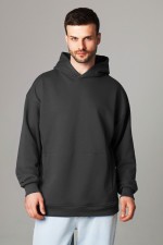  Hoodie OVERSIZE diagonal graphite XS-44-Unisex-(Мужской)    Оверсайз Худи мужское демисезонное без начеса графитовое 