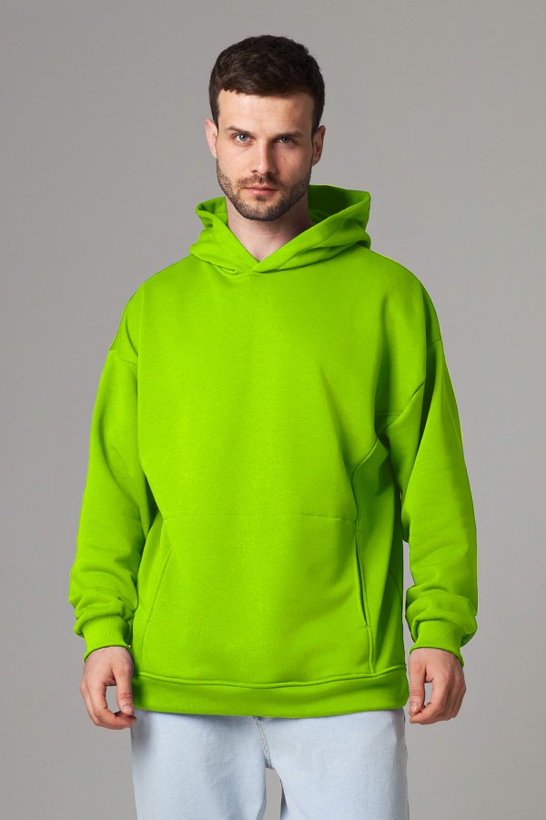 Оверсайз худи петельная без начеса лайм унисекс (мужская) Hoodie oversize diagonal lime M-48-Unisex-(Мужской) Оверсайз худи петельная без начеса лайм унисекс (мужская)