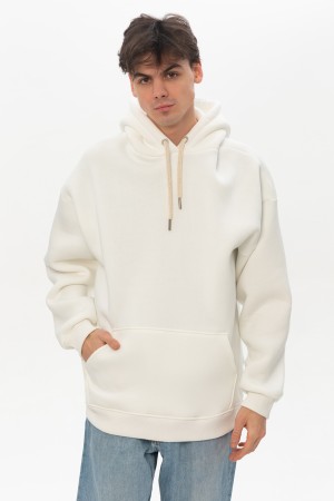 Худи оверсайз молочная мужская (унисекс) утепленная 340 гр/м 