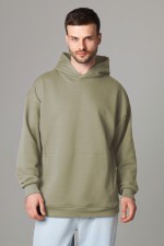  Hoodie OVERSIZE diagonal milk ecru XS-44-Unisex-(Мужской)    Оверсайз Худи мужское демисезонное без начеса молочное 