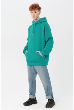 Мятная толстовка худи оверсайз мужская утепленная