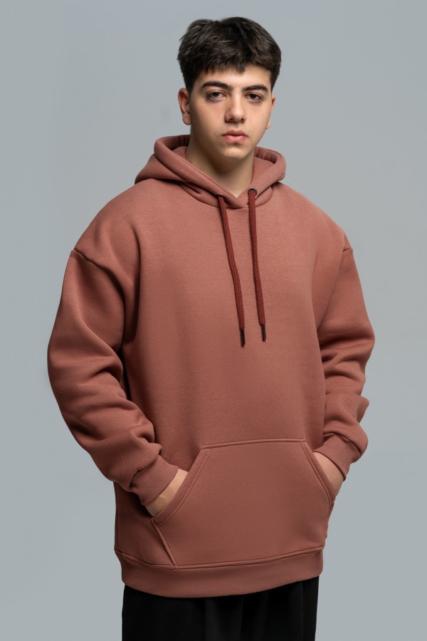 Толстовка худи оверсайз мужская утепленная цвет мокко Mocha color Hoodie OVERSIZE Man XS-44-Unisex-(Мужской) Толстовка худи оверсайз мужская утепленная цвет мокко