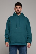  Petrol color hoodie OVERSIZE man XS-44-Unisex-(Мужской)    Худи оверсайз мужская цвет синий петроль утепленная 