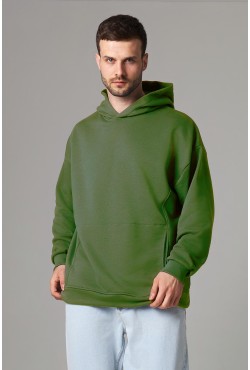 Оверсайз худи петельная без начеса фисташковая унисекс (мужская)