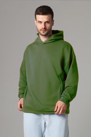 Оверсайз худи петельная без начеса фисташковая унисекс (мужская)