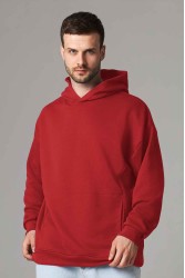 Оверсайз худи петельная без начеса красная унисекс (мужская)